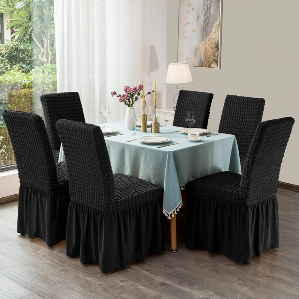 Set 6 huse de scaun creponate cu volanase