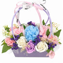Aranjament din flori parfumate de sapun "PASTEL DREAM" tip cosulet