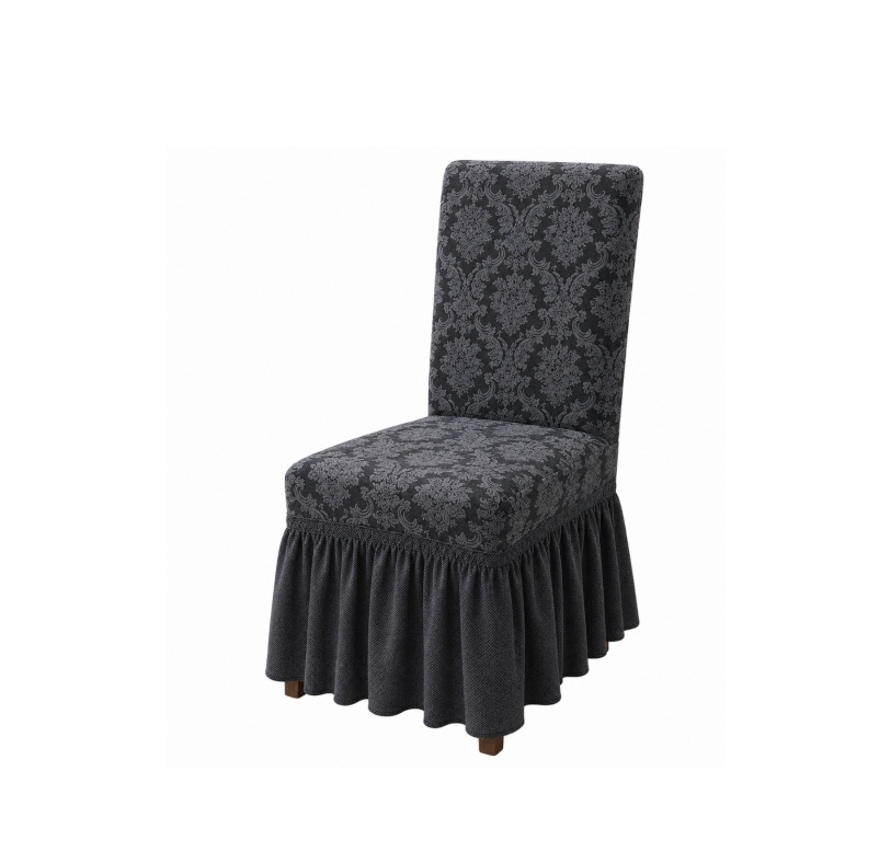 Set 6 huse scaun, jacquard cu volanase, model abstract elegant