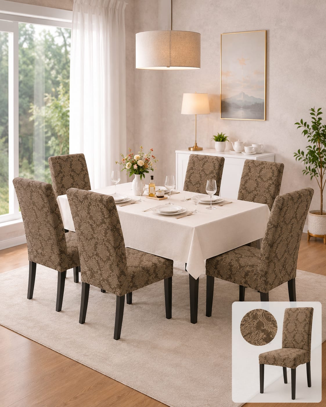 Set 6 huse de scaun ,model abstract elegant,jacquard