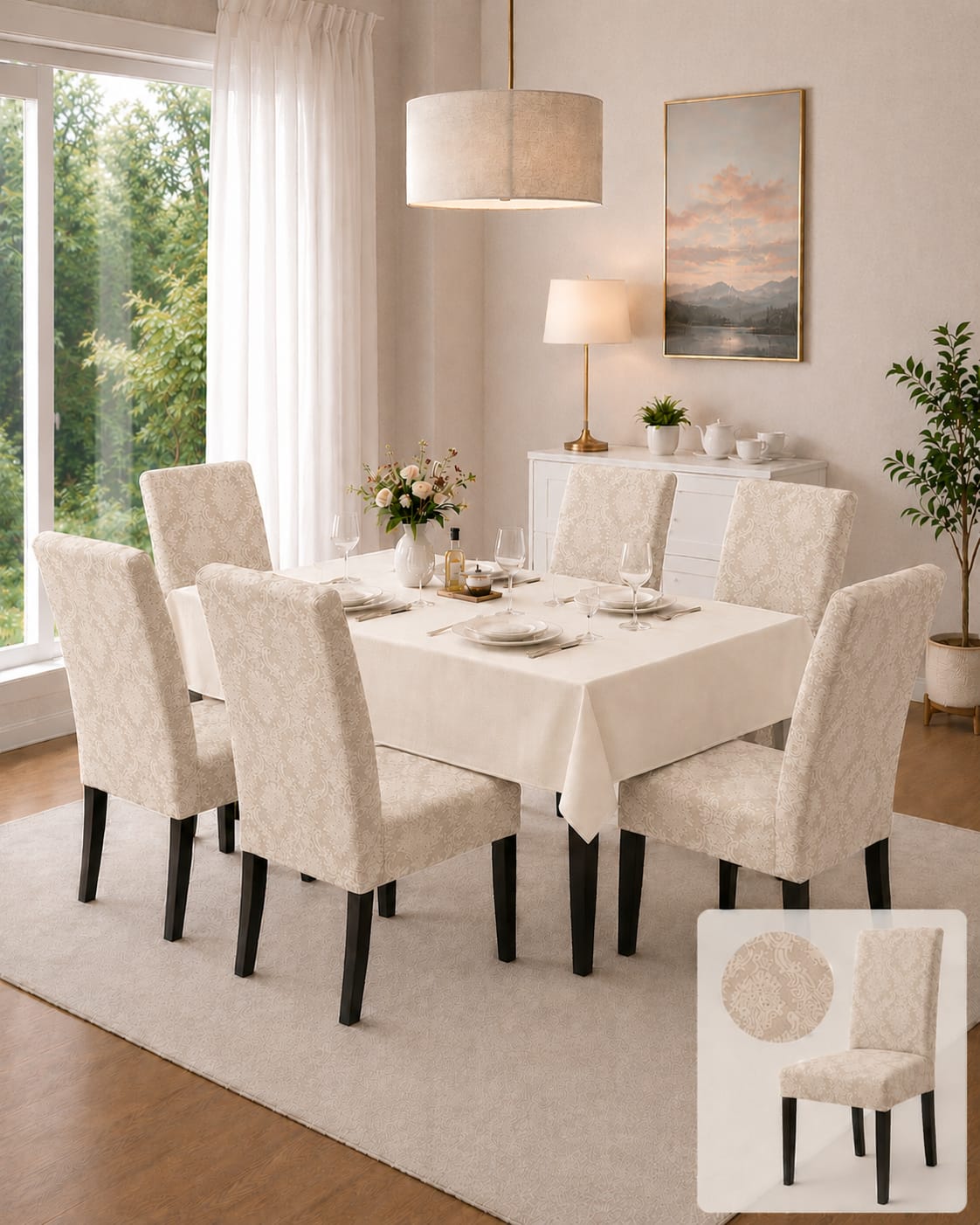 Set 6 huse de scaun ,model abstract elegant,jacquard