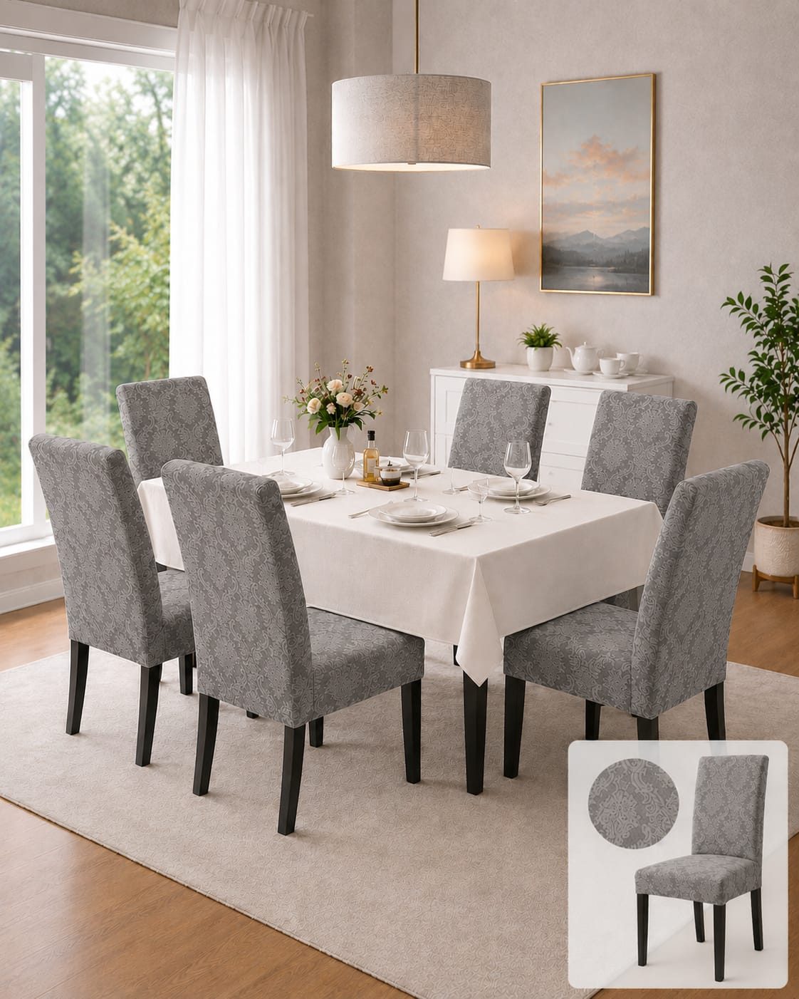 Set 6 huse de scaun ,model abstract elegant,jacquard
