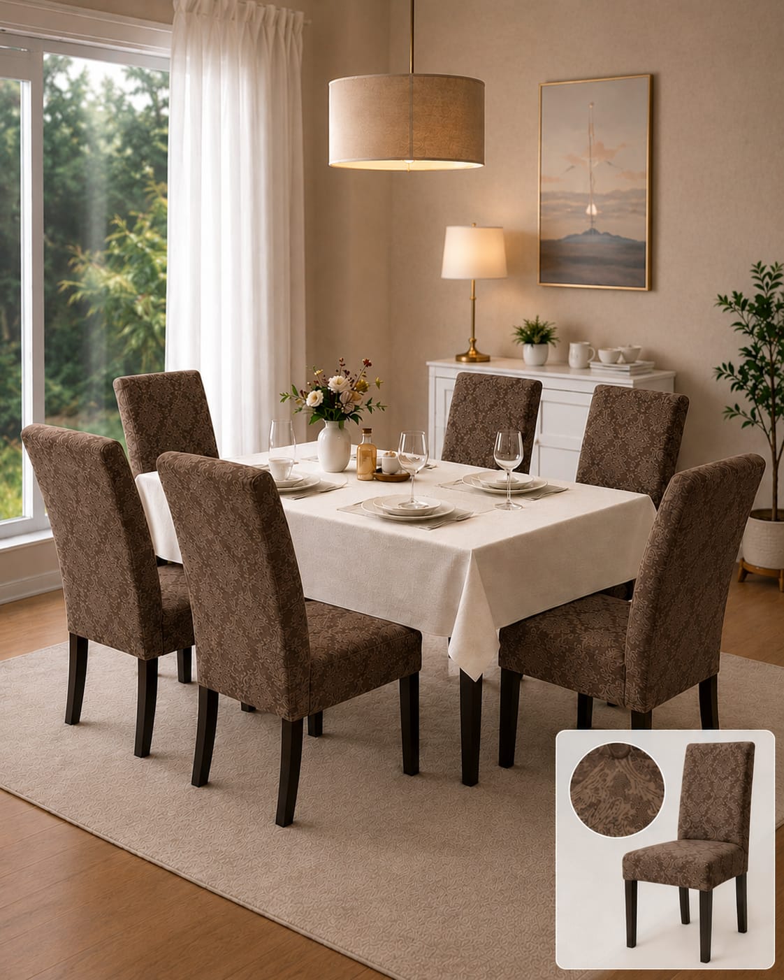Set 6 huse de scaun ,model abstract elegant,jacquard