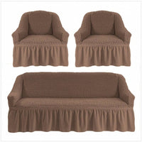 Set 3 huse elastice pentru canapea de 3 locuri + 2 fotolii, Creponat