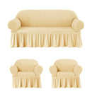 Set 3 huse elastice pentru canapea de 3 locuri + 2 fotolii, Creponat
