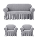 Set 3 huse elastice pentru canapea de 3 locuri + 2 fotolii, Creponat