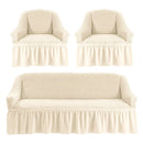 Set 3 huse elastice pentru canapea de 3 locuri + 2 fotolii, Creponat