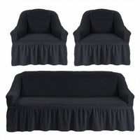 Set 3 huse elastice pentru canapea de 3 locuri + 2 fotolii, Creponat