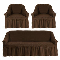 Set 3 huse elastice pentru canapea de 3 locuri + 2 fotolii, Creponat