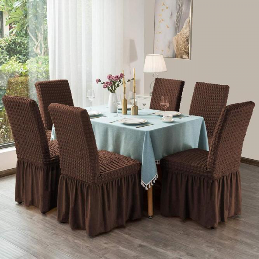 Set 6 huse de scaun creponate cu volanase